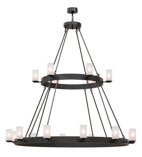 Meyda Lighting Chappell 72" 16-Light 2-Tier Timeless Bronze Chandelier With Frosted Clear Shade Glass