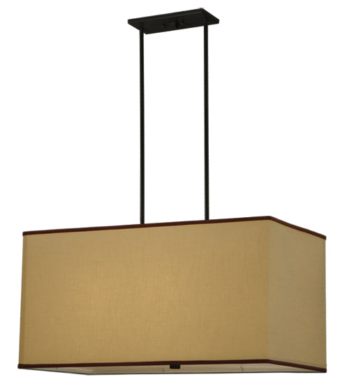 Meyda Lighting Charisma 34" 4-Light Timeless Bronze Island Pendant Light With Beige Linen Shade
