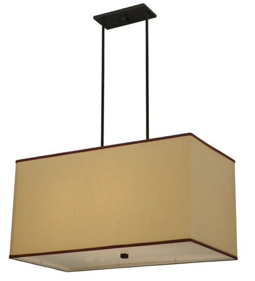 Meyda Lighting Charisma 34" 4-Light Timeless Bronze Island Pendant Light With Beige Linen Shade