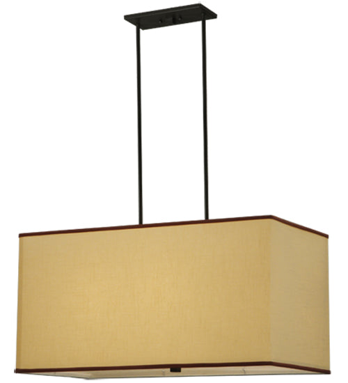 Meyda Lighting Charisma 34" 4-Light Timeless Bronze Island Pendant Light With Beige Linen Shade