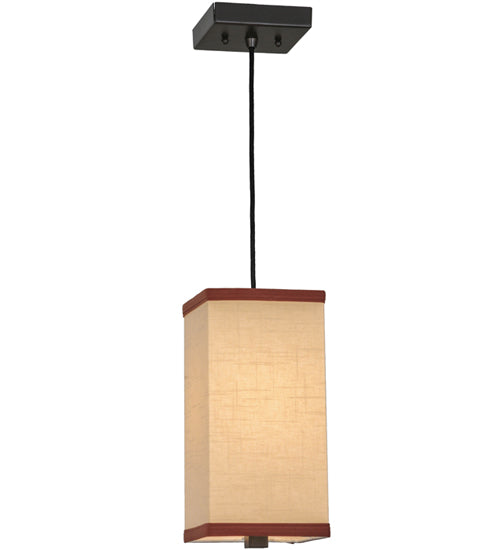 Meyda Lighting Charisma 8.5" Timeless Bronze Mini Pendant Light With Beige Textrene Shade