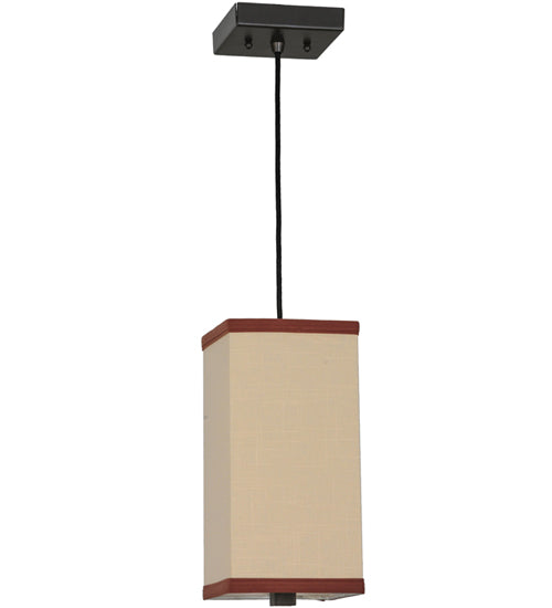 Meyda Lighting Charisma 8.5" Timeless Bronze Mini Pendant Light With Beige Textrene Shade