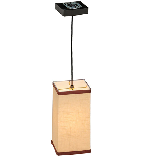 Meyda Lighting Charisma 8.5" Timeless Bronze Mini Pendant Light With Beige Textrene Shade