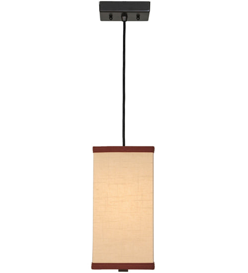 Meyda Lighting Charisma 8.5" Timeless Bronze Mini Pendant Light With Beige Textrene Shade