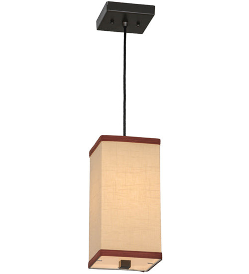 Meyda Lighting Charisma 8.5" Timeless Bronze Mini Pendant Light With Beige Textrene Shade