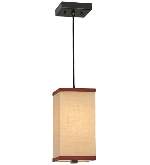 Meyda Lighting Charisma 8.5" Timeless Bronze Mini Pendant Light With Beige Textrene Shade