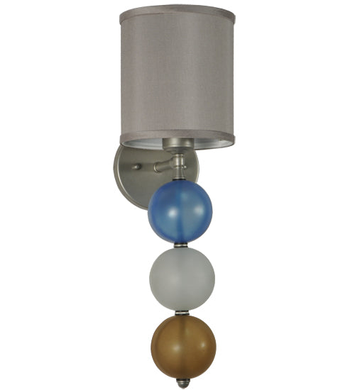 Meyda Lighting Charmz 6" Nickel Wall Sconce With Multi-Colored Fabric Shade