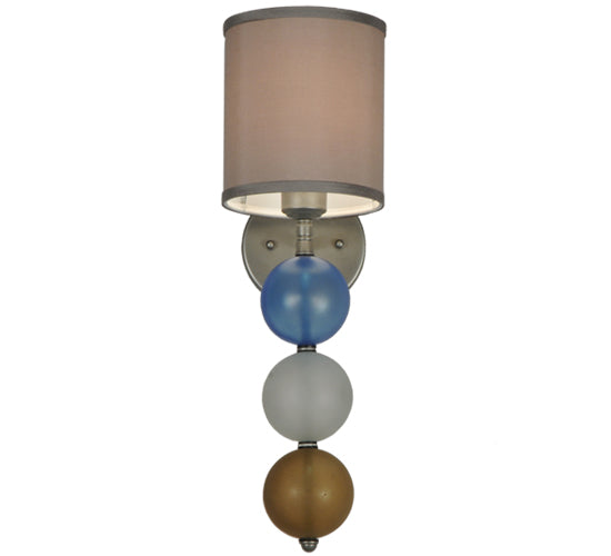 Meyda Lighting Charmz 6" Nickel Wall Sconce With Multi-Colored Fabric Shade