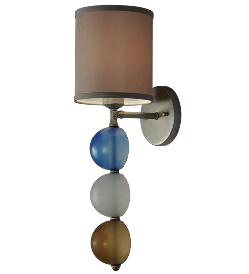 Meyda Lighting Charmz 6" Nickel Wall Sconce With Multi-Colored Fabric Shade