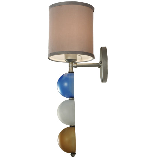 Meyda Lighting Charmz 6" Nickel Wall Sconce With Multi-Colored Fabric Shade