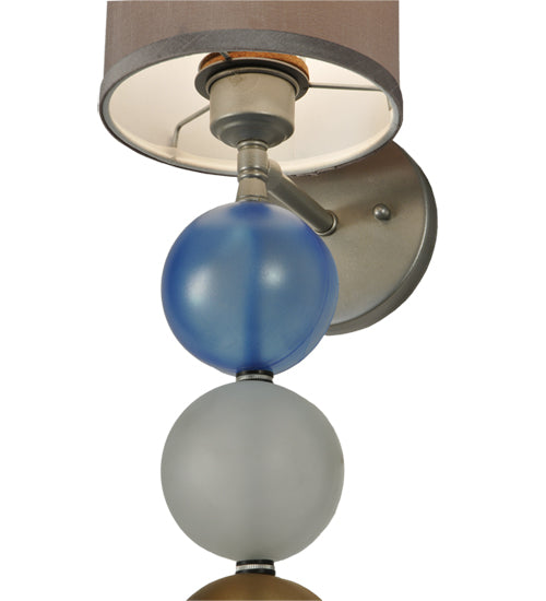 Meyda Lighting Charmz 6" Nickel Wall Sconce With Multi-Colored Fabric Shade