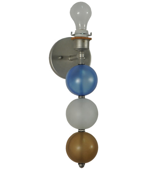 Meyda Lighting Charmz 6" Nickel Wall Sconce With Multi-Colored Fabric Shade