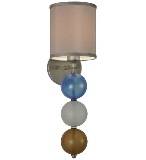 Meyda Lighting Charmz 6" Nickel Wall Sconce With Multi-Colored Fabric Shade