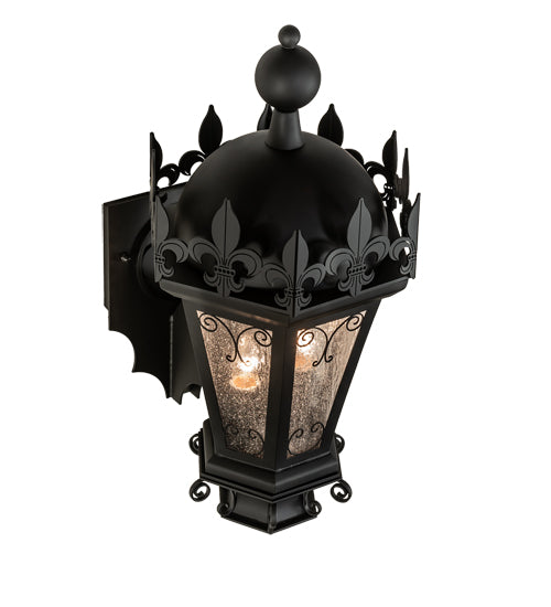 Meyda Lighting Chaumont 14" 2-Light Anodized Effect Black Wall Sconce With Clear Seeded Shade Glass