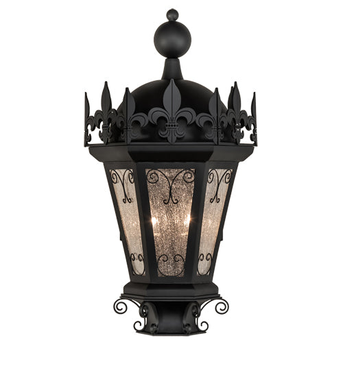 Meyda Lighting Chaumont 14" 2-Light Anodized Effect Black Wall Sconce With Clear Seeded Shade Glass