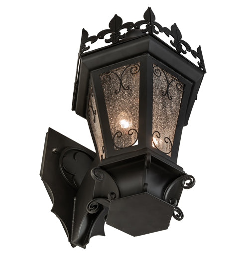 Meyda Lighting Chaumont 14" 2-Light Anodized Effect Black Wall Sconce With Clear Seeded Shade Glass