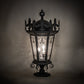Meyda Lighting Chaumont 19" 3-Light Anodized Effect Black Outdoor Pier Mount Light With Clear Seeded Shade Glass
