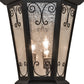 Meyda Lighting Chaumont 19" 3-Light Anodized Effect Black Outdoor Pier Mount Light With Clear Seeded Shade Glass