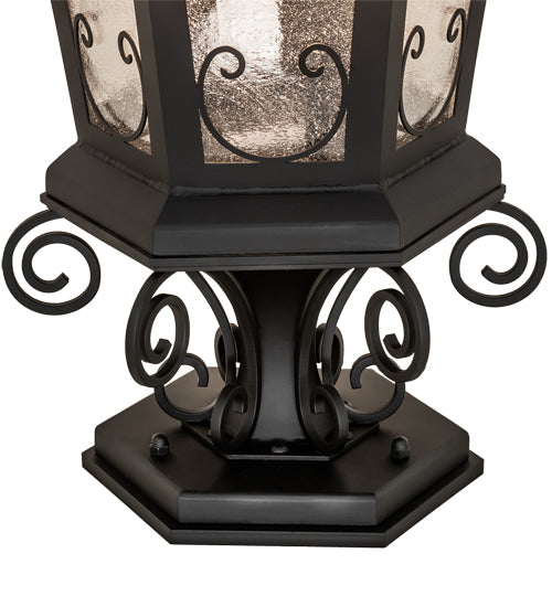 Meyda Lighting Chaumont 19" 3-Light Anodized Effect Black Outdoor Pier Mount Light With Clear Seeded Shade Glass