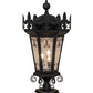 Meyda Lighting Chaumont 19" 3-Light Anodized Effect Black Outdoor Pier Mount Light With Clear Seeded Shade Glass
