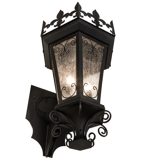 Meyda Lighting Chaumont 20" 3-Light Anodized Effect Black Wall Sconce With Clear Seeded Shade Glass