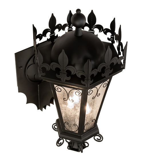 Meyda Lighting Chaumont 20" 3-Light Anodized Effect Black Wall Sconce With Clear Seeded Shade Glass