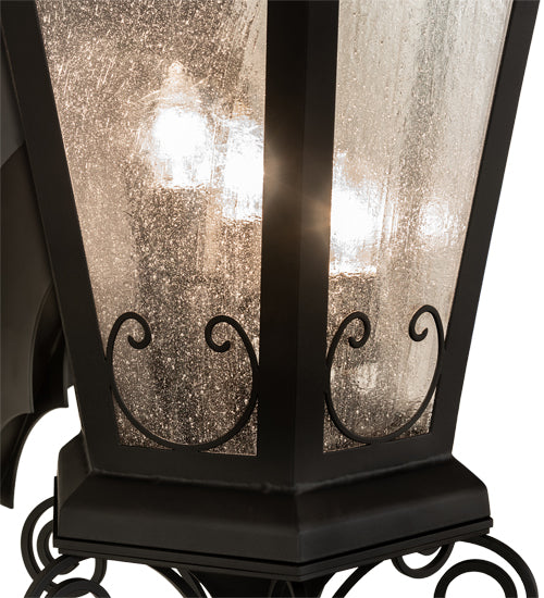 Meyda Lighting Chaumont 20" 3-Light Anodized Effect Black Wall Sconce With Clear Seeded Shade Glass