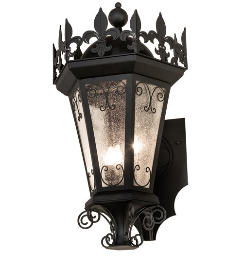 Meyda Lighting Chaumont 20" 3-Light Anodized Effect Black Wall Sconce With Clear Seeded Shade Glass