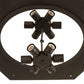 Meyda Lighting Chauncey 36" 6-Light Wrought Iron Flush Mount Light With Clear Seeded Shade Glass