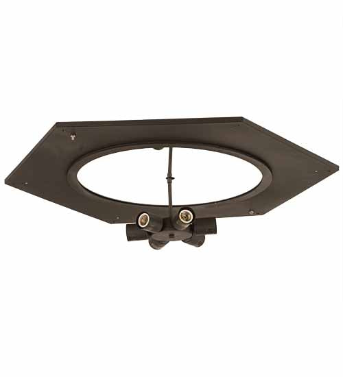 Meyda Lighting Chauncey 36" 6-Light Wrought Iron Flush Mount Light With Clear Seeded Shade Glass