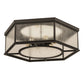 Meyda Lighting Chauncey 36" 6-Light Wrought Iron Flush Mount Light With Clear Seeded Shade Glass