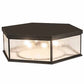 Meyda Lighting Chauncey 36" 6-Light Wrought Iron Flush Mount Light With Clear Seeded Shade Glass