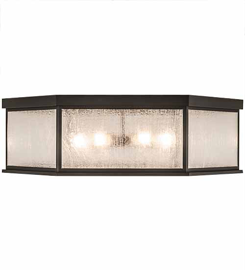 Meyda Lighting Chauncey 36" 6-Light Wrought Iron Flush Mount Light With Clear Seeded Shade Glass