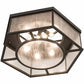 Meyda Lighting Chauncey 36" 6-Light Wrought Iron Flush Mount Light With Clear Seeded Shade Glass