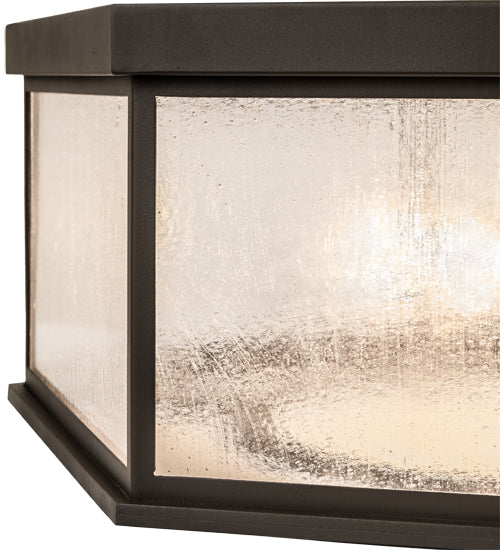 Meyda Lighting Chauncey 36" 6-Light Wrought Iron Flush Mount Light With Clear Seeded Shade Glass