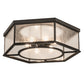 Meyda Lighting Chauncey 36" 6-Light Wrought Iron Flush Mount Light With Clear Seeded Shade Glass