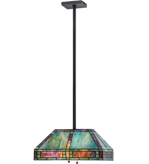 Meyda Lighting Chaves 20" 2-Light Mahogany Bronze Island Pendant Light With Multi-Colored Shade Glass