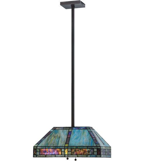 Meyda Lighting Chaves 20" 2-Light Mahogany Bronze Island Pendant Light With Multi-Colored Shade Glass
