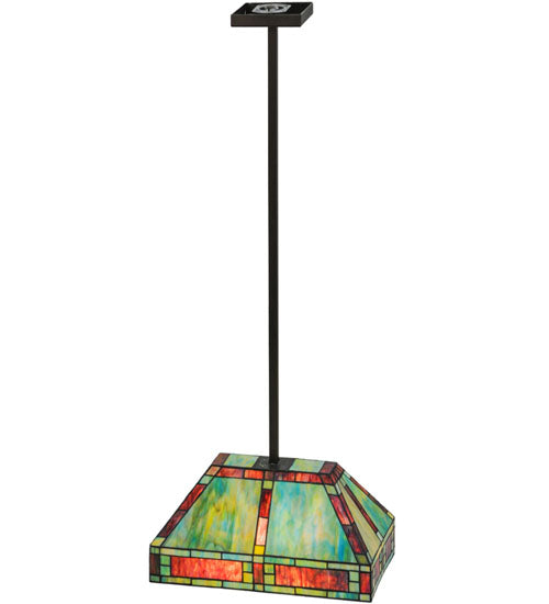 Meyda Lighting Chaves 20" 2-Light Mahogany Bronze Island Pendant Light With Multi-Colored Shade Glass