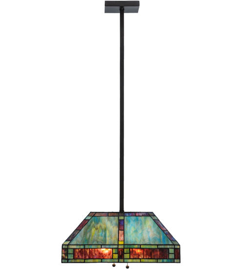 Meyda Lighting Chaves 20" 2-Light Mahogany Bronze Island Pendant Light With Multi-Colored Shade Glass