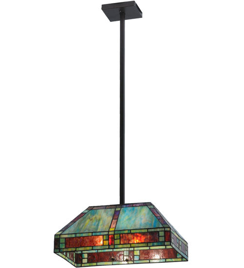 Meyda Lighting Chaves 20" 2-Light Mahogany Bronze Island Pendant Light With Multi-Colored Shade Glass