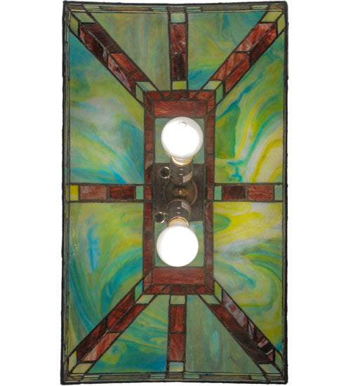 Meyda Lighting Chaves 20" 2-Light Mahogany Bronze Island Pendant Light With Multi-Colored Shade Glass