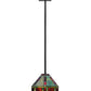 Meyda Lighting Chaves 20" 2-Light Mahogany Bronze Island Pendant Light With Multi-Colored Shade Glass