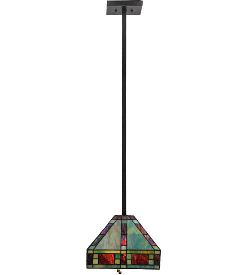 Meyda Lighting Chaves 20" 2-Light Mahogany Bronze Island Pendant Light With Multi-Colored Shade Glass