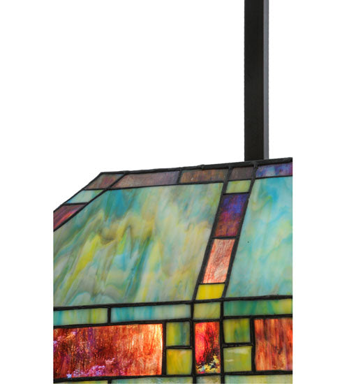 Meyda Lighting Chaves 20" 2-Light Mahogany Bronze Island Pendant Light With Multi-Colored Shade Glass