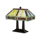 Meyda Lighting Chaves 20" 2-Light Mahogany Bronze Island Table Lamp With Multi-Colored Shade Glass