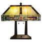 Meyda Lighting Chaves 20" 2-Light Mahogany Bronze Island Table Lamp With Multi-Colored Shade Glass