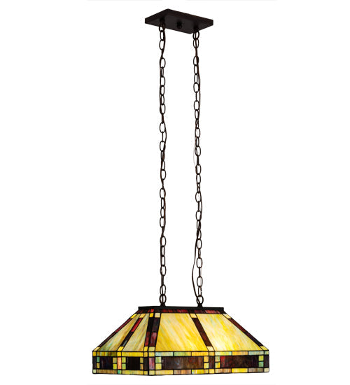 Meyda Lighting Chaves 20" 4-Light Mahogany Bronze Island Pendant Light With Multi-Colored Shade Glass