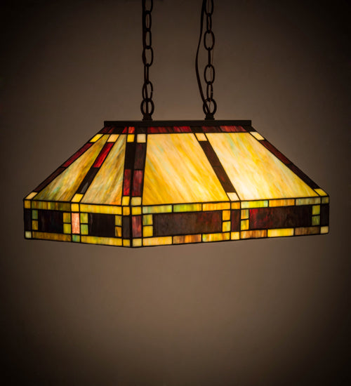 Meyda Lighting Chaves 20" 4-Light Mahogany Bronze Island Pendant Light With Multi-Colored Shade Glass