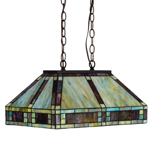 Meyda Lighting Chaves 20" 4-Light Mahogany Bronze Island Pendant Light With Multi-Colored Shade Glass